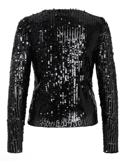 RDF Jet Black Sequins Long Sleeve Top