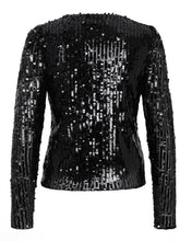 Load image into Gallery viewer, RDF Jet Black Sequins Long Sleeve Top
