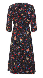 RDF Black Floral Print Midi Dress