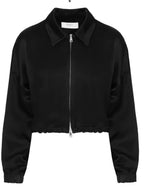 Beatrice B Black Bomber Jacket with Georgette Back & Lace