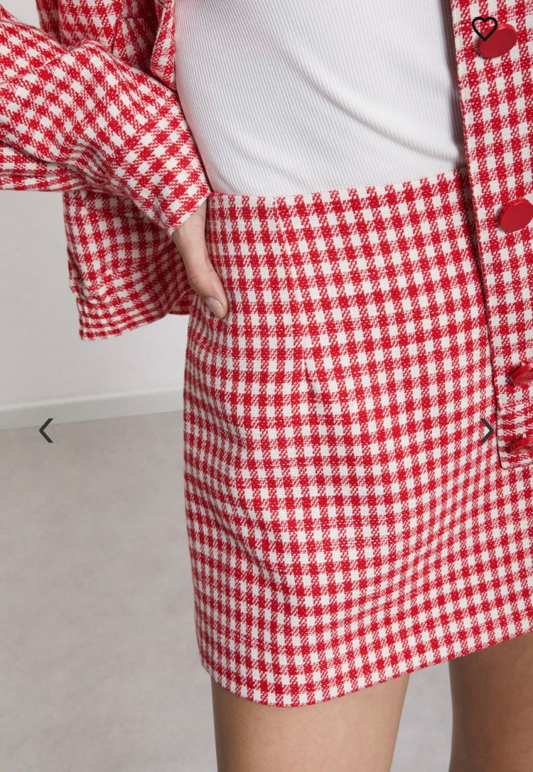 Ottodame Red Vichy Mini Skirt