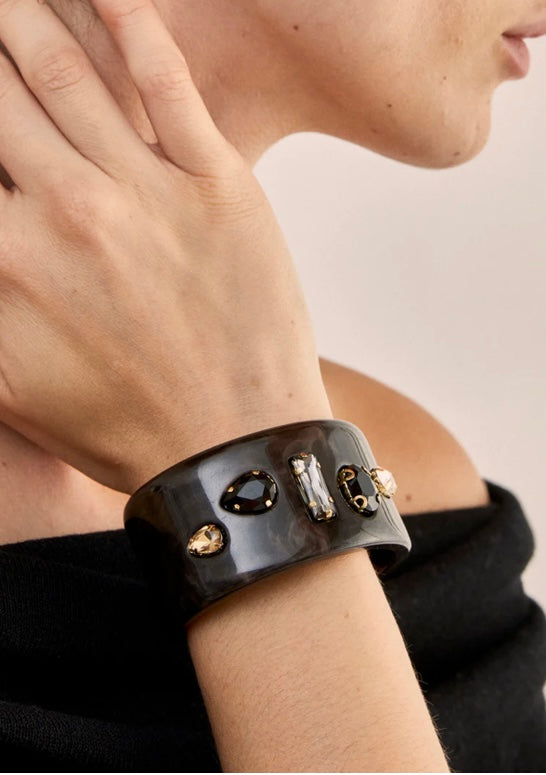 Nali Black Resin Bracelet with crystals