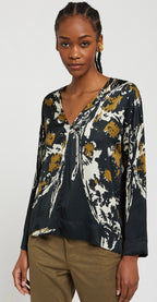 Ottodame Black & Gold B-Neck satin Viscose Top