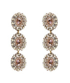 St. Erasmus Triple Crystal Claudia Earrings in Peach & Gold