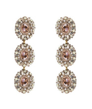 Load image into Gallery viewer, St. Erasmus Triple Crystal Claudia Earrings in Peach &amp; Gold
