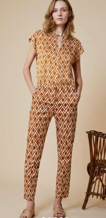 PennyBlack Tobacco Slim Fit Cotton Satin Trousers