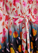 Essentiel Antwerp Pink & Navy Floral Belted Cape Dress Cape