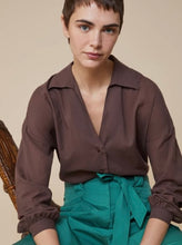 Load image into Gallery viewer, PennyBlack Brown Cotton Voile Shirt
