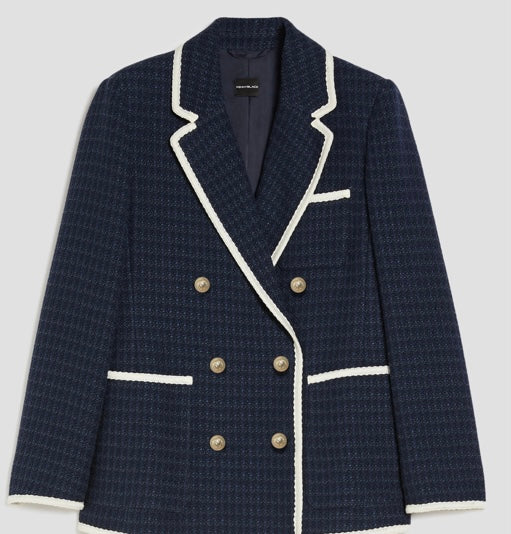 PennyBlack Navy / Black Tweed Weave Blazer with Trim