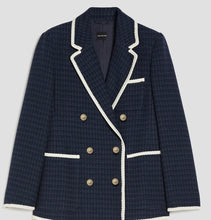 Load image into Gallery viewer, PennyBlack Navy / Black Tweed Weave Blazer with Trim

