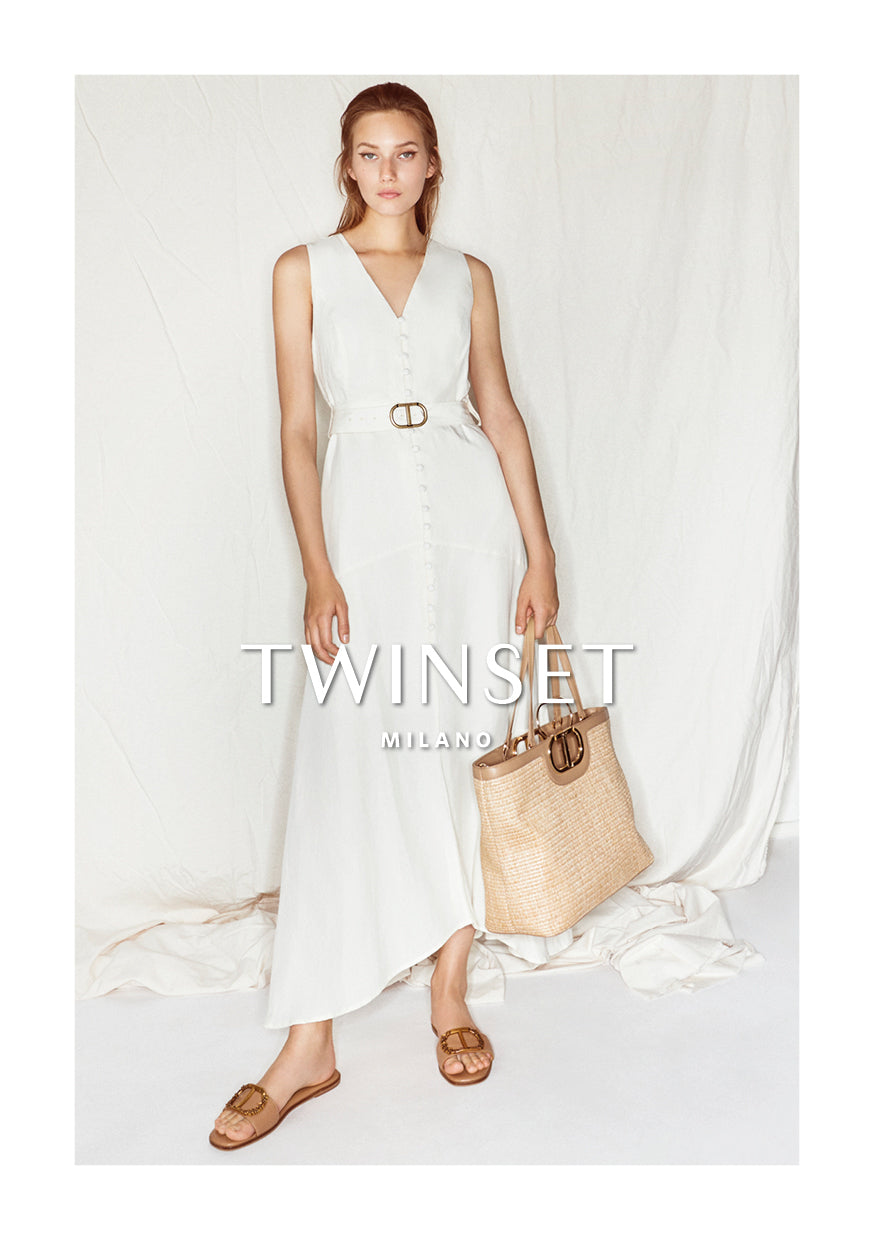 TWINSET Ivory Linen Blend Sleeveless Dress