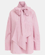 Essentiel Antwerp Pink Pin-Stripe Pussybow Shirt