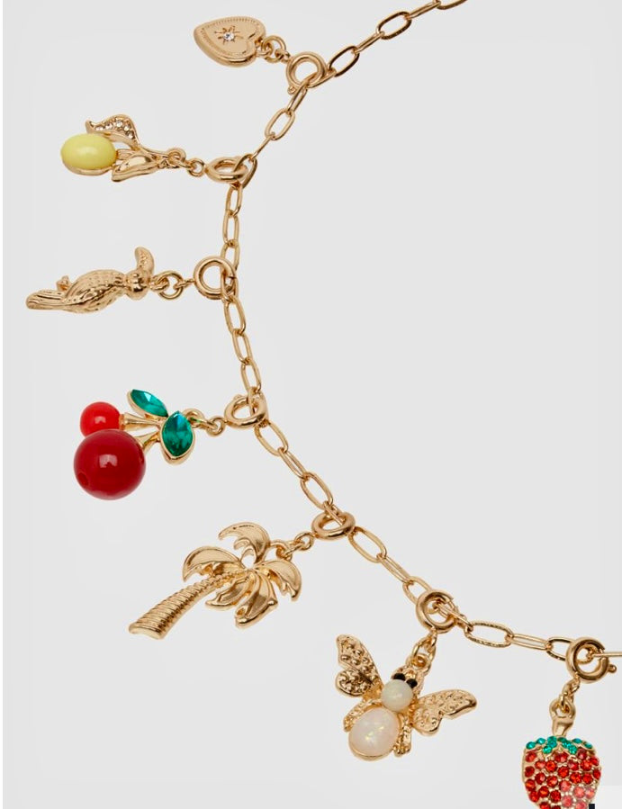 Nali Gold Fruit Charm Necklace