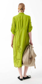 Beatrice B Lime Green Broderie Anglaise Cotton Dress