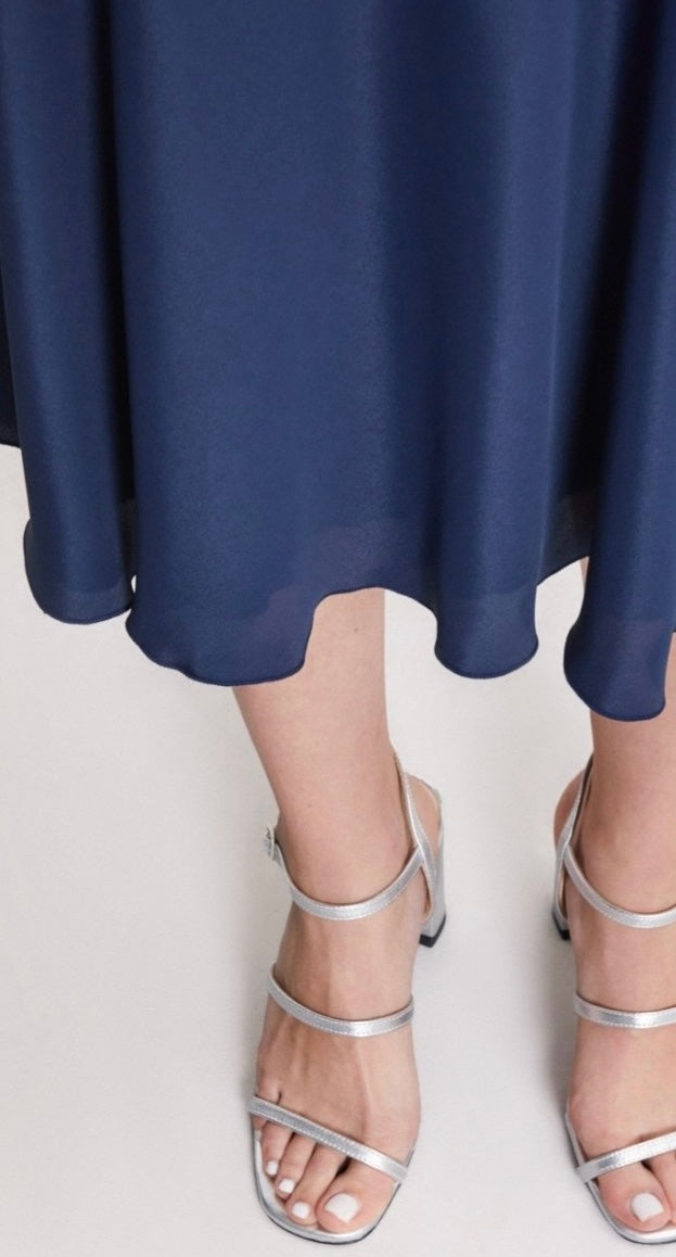 Otto’dame Navy Silk Halter-Neck Silk Blend Dress