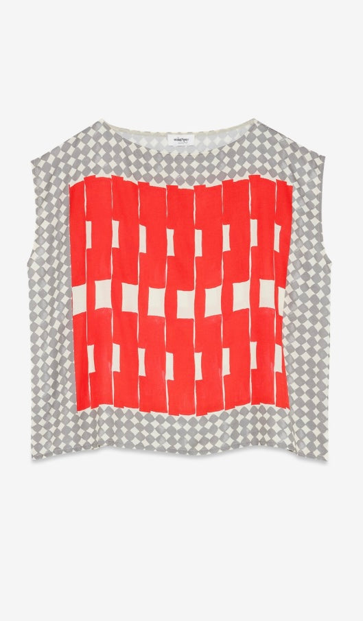 Ottodame Red Geometric Print Viscose Top