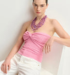 Essentiel Antwerp Pink Knitted Strapless Top
