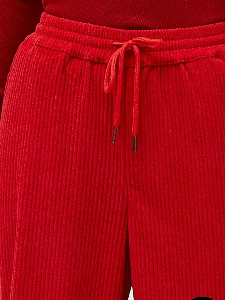 Compania Fantastica Red Cordoroy Palazzo Pants