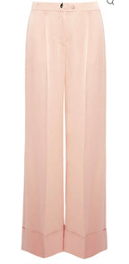Beatrice B Baby Pink Enver Satin Wide Leg Trousers
