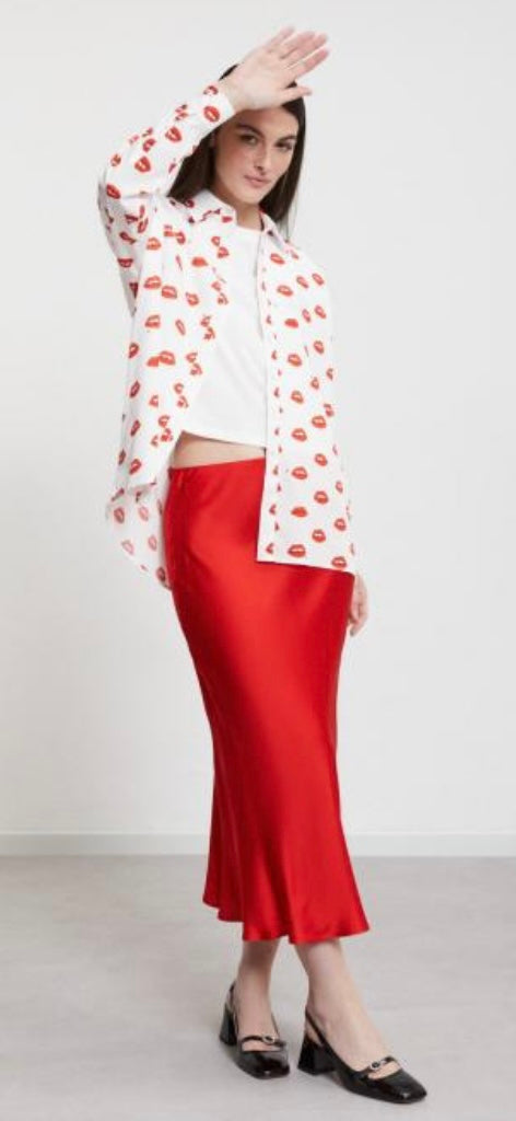 Ottodame Red Satin Slip Skirt