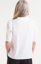 Compania White Short Sleeve Cotton Shirt with Black Zebra Print