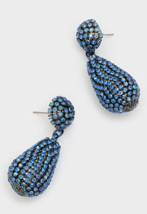 Nali Blue Pendant Crystal Droplet Earrings