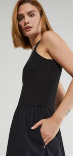Ottod’Ame Black Poplin Cotton Tank Top Dress