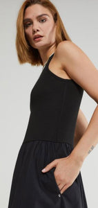 Ottod’Ame Black Poplin Cotton Tank Top Dress