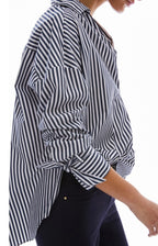PENNYBLACK Navy & White Striped Oversized Shirt