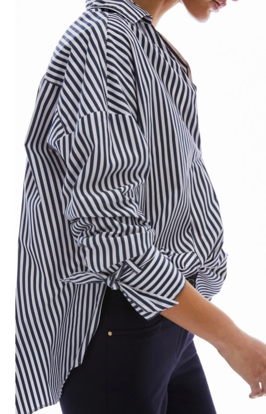 PENNYBLACK Navy & White Striped Oversized Shirt