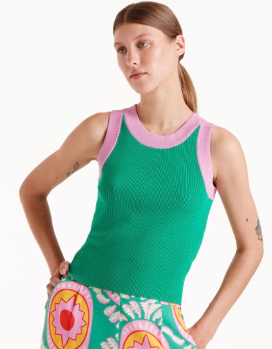 Compañia Fantastica Green with Lilac Tank Top