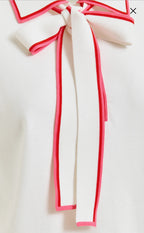 Essentiel Antwerp Off White Fine Knit with Collar & Self-Tie NeckTie