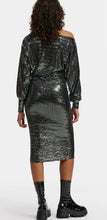 Load image into Gallery viewer, Essentiel Antwerp Black &amp; Silver Metallic Stretch Bodycon Dress
