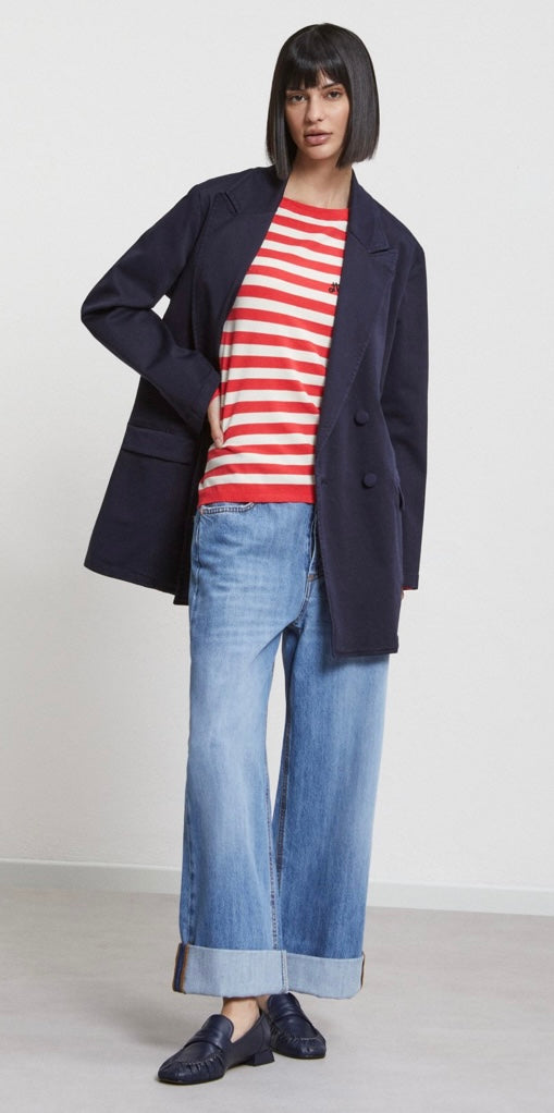 Ottodame Red & Off White Stripe Viscose Sweater