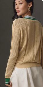 Beatrice B Taupe Polo Collared Long Sleeve Knit