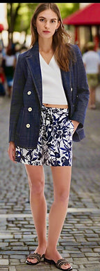 Pennyblack Navy Basketweave Double Breasted Blazer