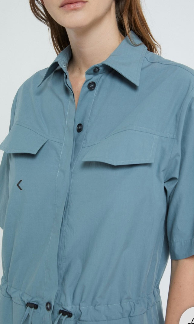 Ottodame Denim Blue Poplin Cotton Jumpsuit