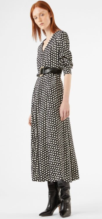 PENNYBLACK Black & White Polka Dot Sable Midi Dress