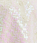 Essentiel Antwerp Off-White Iridescent Sequin Polo Knit Top