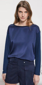 Otto’dame Navy Silk & Viscose Long Sleeve Blouse