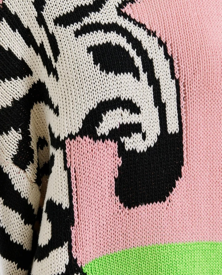 Essentiel Antwerp Pink Zebra Cotton Jumper