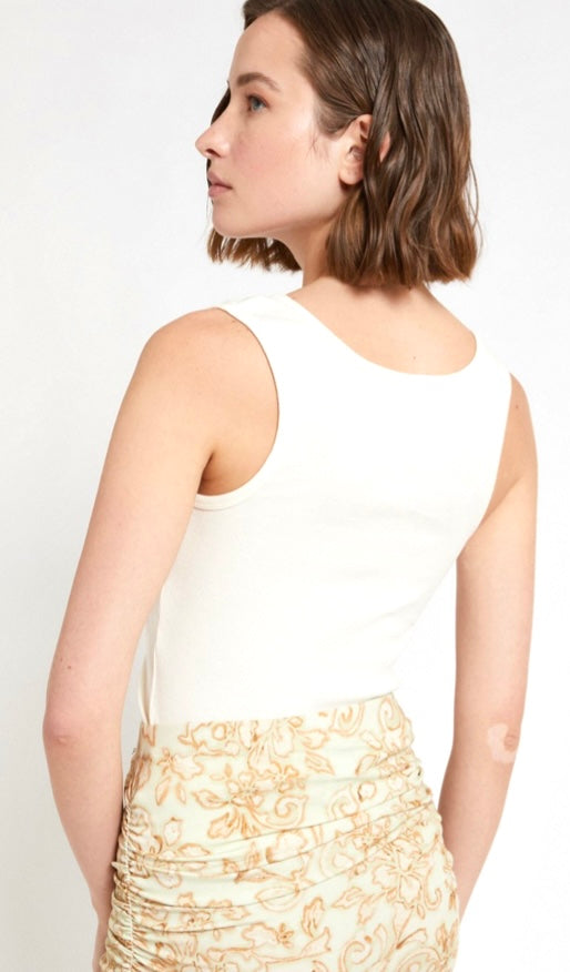 Otto’dame White Jersey Tank Top with Crystals