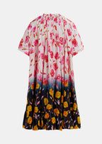 Essentiel Antwerp Pink & Navy Floral Belted Cape Dress Cape