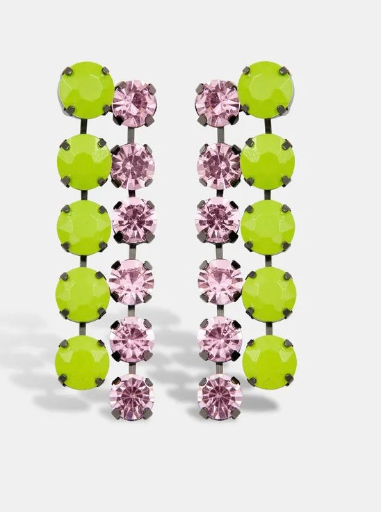 Essentiel Antwerp Green & Pink Crystal Earrings