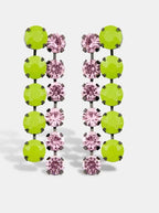 Essentiel Antwerp Green & Pink Crystal Earrings