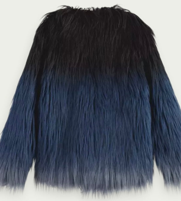 Scotch & Soda Blue / Black Faux Fur Jacket