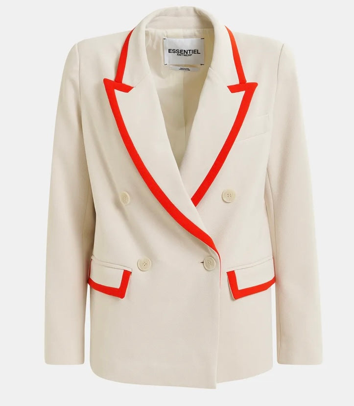 Essentiel Antwerp Off White with Orange/ Red Trim Blazer