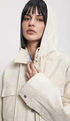 Otto’dame Off-White Cotton Combat Outerwear Jacket