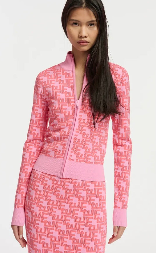 Essentiel Antwerp Pink Jacquard Zippy Jacket