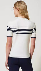 Twinset Two Tone Turtle Neck Sweater